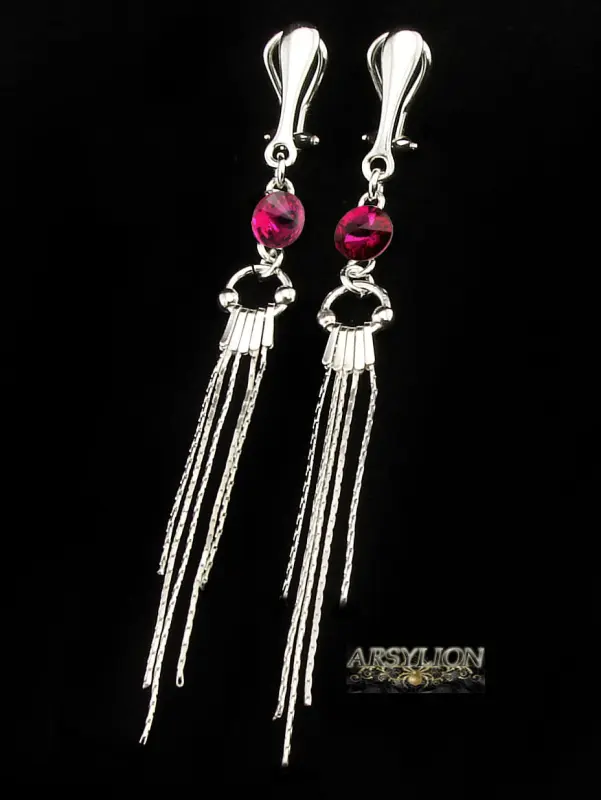 klipsy z kryształkiem Swarovski Fuchsia rivoli
