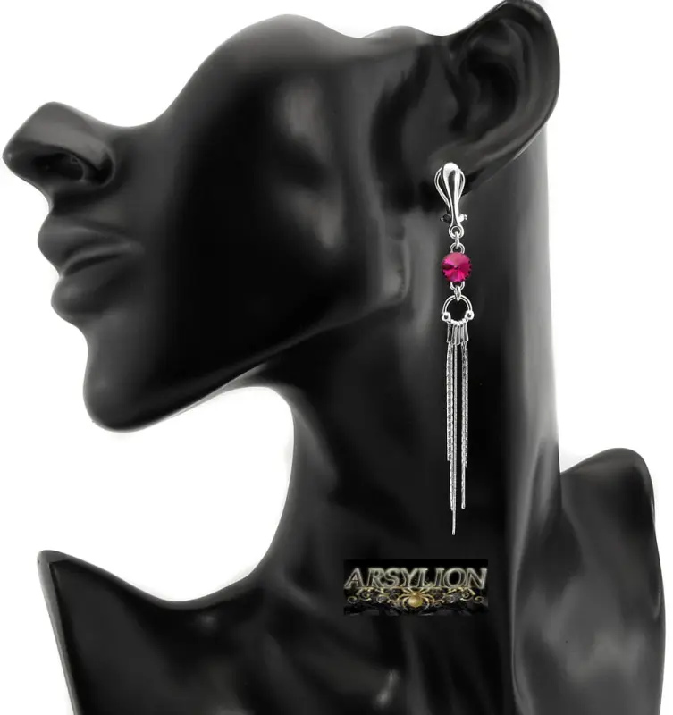 klipsy z kryształkiem Swarovski Fuchsia rivoli