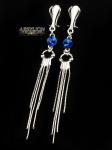  ARSYLION szafirowe długie klipsy z kryształkiem Swarovski Sapphire 1145