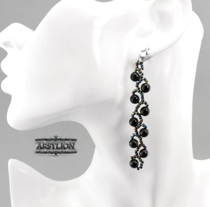 Kolczyki perła Swarovski Elements Mystic Black