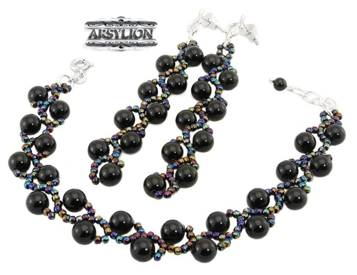 kolczyki perła Swarovski Elements Mystic Black