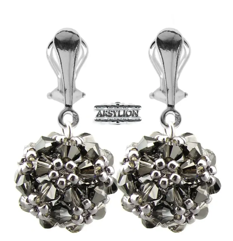 Klipsy kryształ Swarovski Elements Silver Night