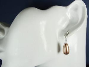 Kolczyki perła Swarovski Elements Bronze