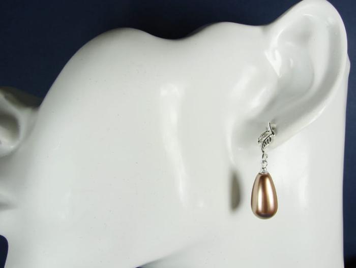 Kolczyki perła Swarovski Elements Bronze