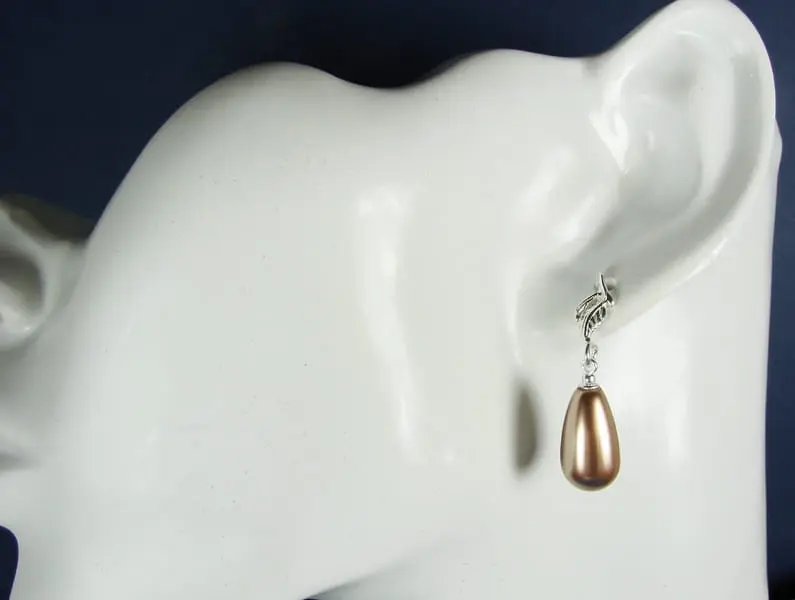 Kolczyki perła Swarovski Elements Bronze