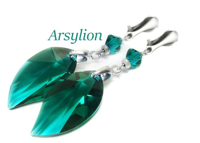 Klipsy Swarovski Elements Emerald