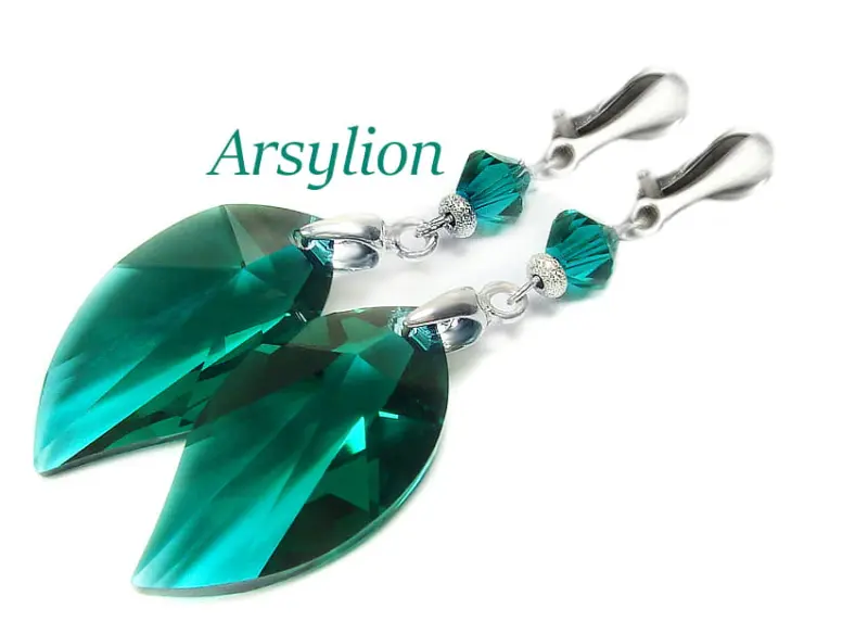 Klipsy Swarovski Elements Emerald