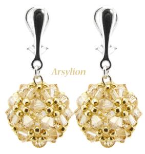 Klipsy kryształ Swarovski Elements Golden Shadow