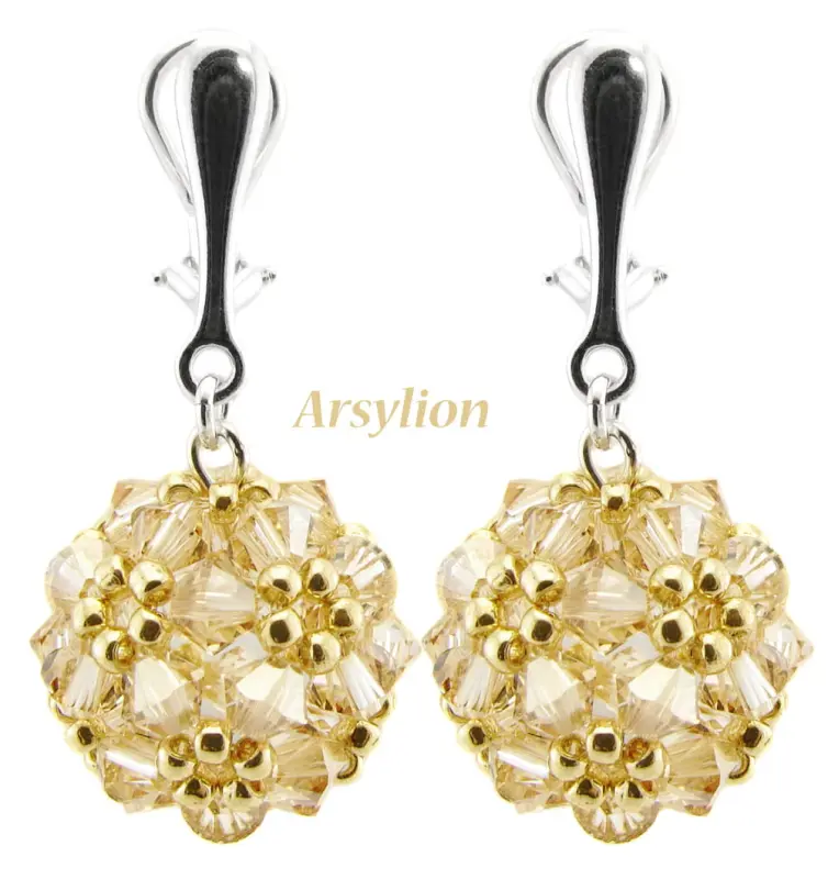 Klipsy kryształ Swarovski Elements Golden Shadow