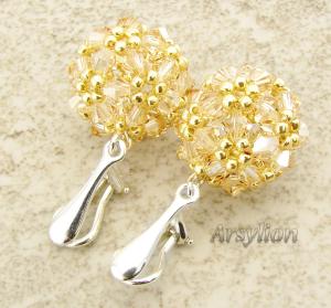 Klipsy kryształ Swarovski Elements Golden Shadow