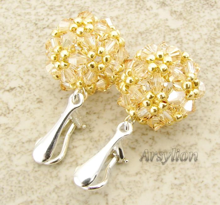 Klipsy kryształ Swarovski Elements Golden Shadow