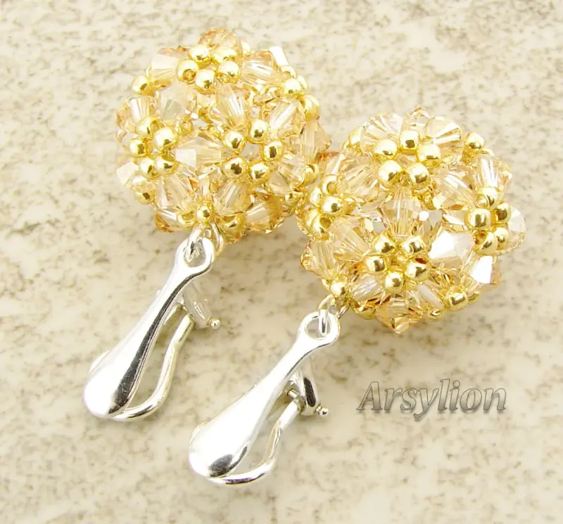 Klipsy kryształ Swarovski Elements Golden Shadow