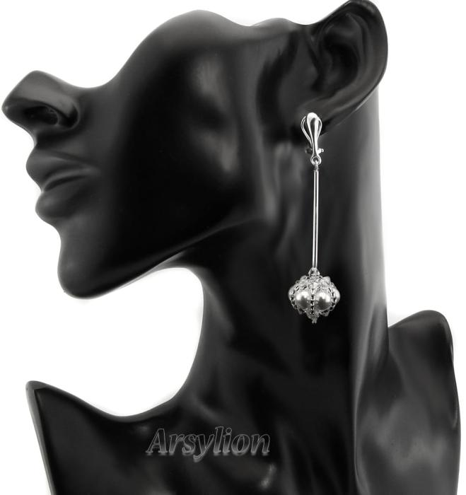 Klipsy perła kryształ Swarovski Elements White Crystal