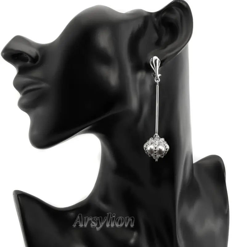 Klipsy perła kryształ Swarovski Elements White Crystal