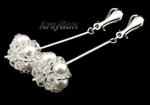 Klipsy perła kryształ Swarovski Elements White Crystal