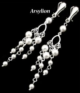 klipsy z perełkami Swarovski kolor White