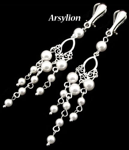 klipsy z perełkami Swarovski kolor White