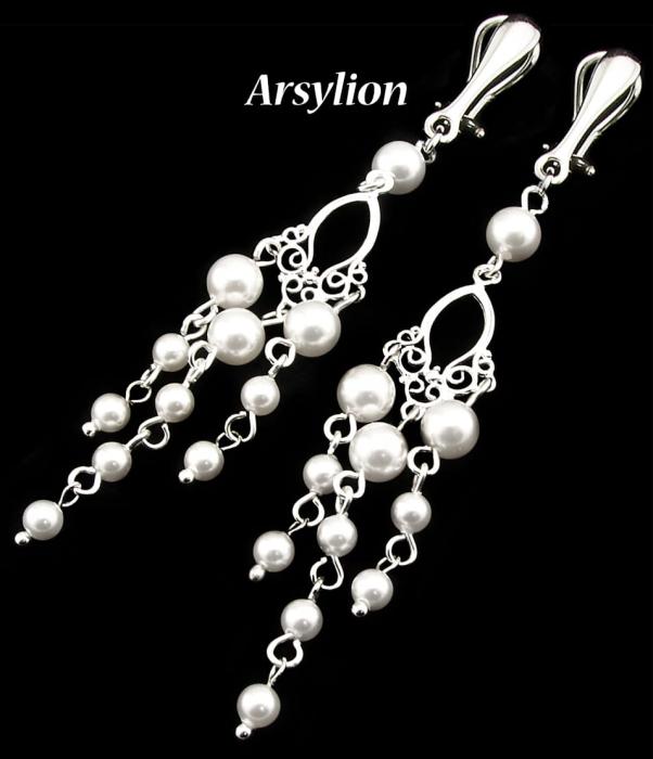 klipsy z perełkami Swarovski kolor White