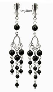 klipsy z perełkami Swarovski kolor Mystic Black