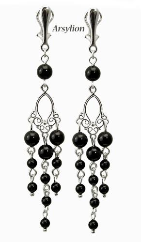 klipsy z perełkami Swarovski kolor Mystic Black