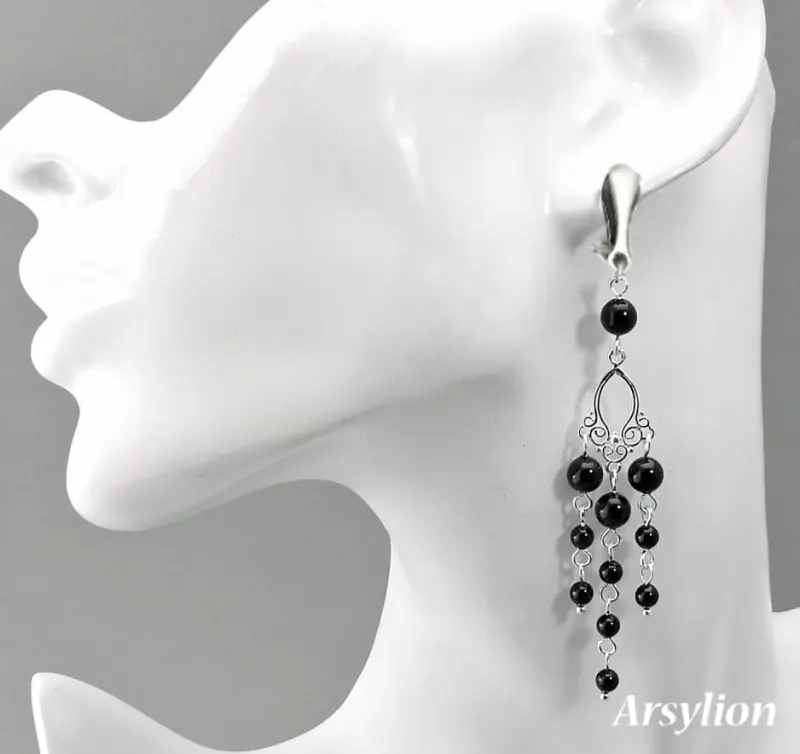 klipsy z perełkami Swarovski kolor Mystic Black