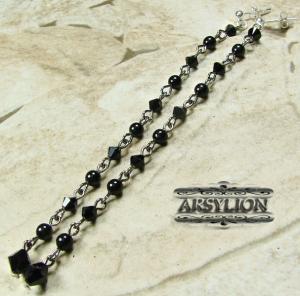  ARSYLION czarne długie kolczyki Swarovski perełki 702