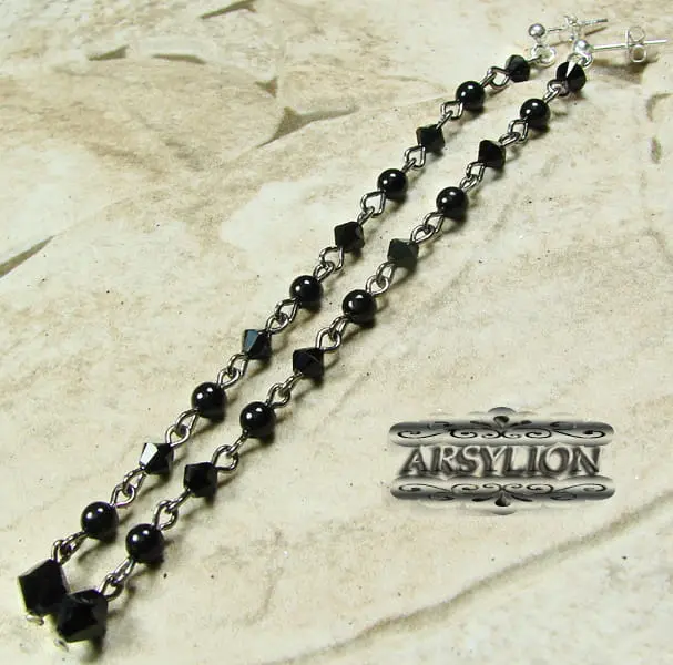 Kolczyki perła kryształ Swarovski Elements Mystic Black Jet