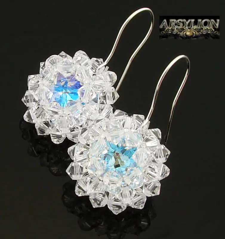 Kolczyki kryształ Swarovski Elements Crystal i Blue AB