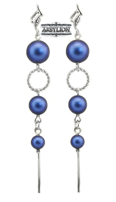 Kolczyki perła Swarovski Elements Iridescent Dark Blue
