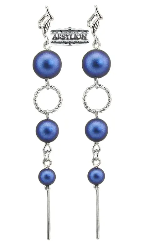 Kolczyki perła Swarovski Elements Iridescent Dark Blue