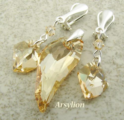 komplet z kryształami Swarovski golden shadow