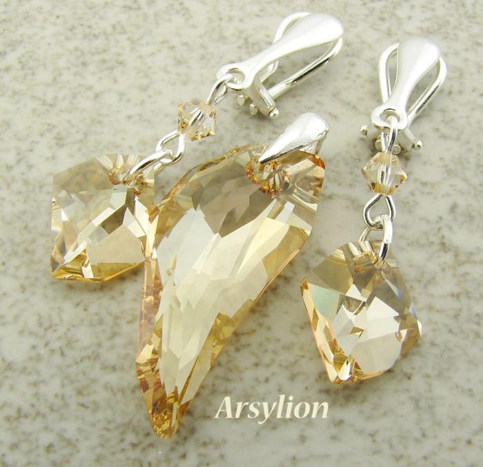 komplet z kryształami Swarovski golden shadow