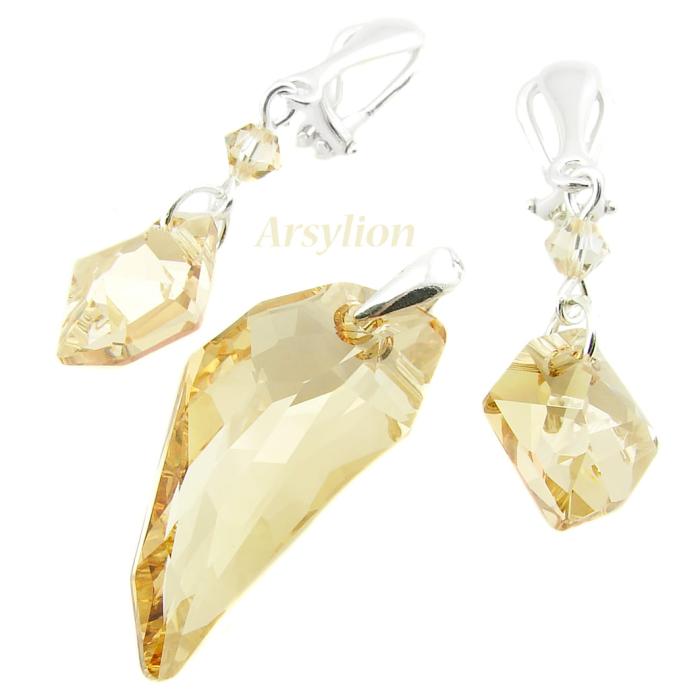 komplet z kryształami Swarovski golden shadow