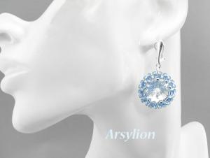 srebrno błękitne klipsy z kryształkami Swarovski Crystal F