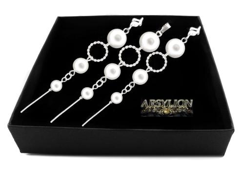 Komplet perła Swarovski Elements White