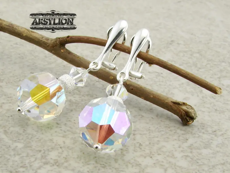 klipsy z kryształkami Swarovski crystal ab