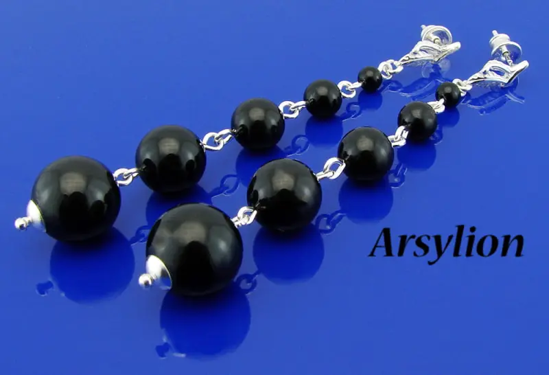 kolczyki z perłami Swarovski mystic black