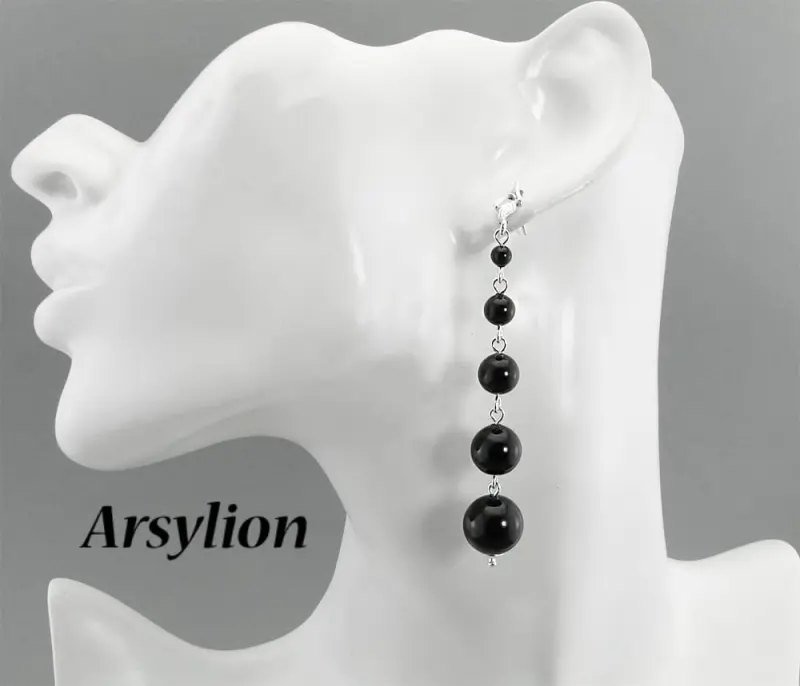 kolczyki z perłami Swarovski mystic black