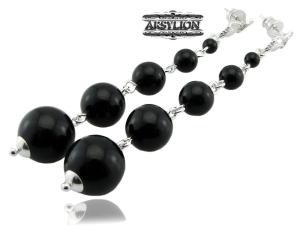  ARSYLION długie czarne kolczyki z perełkami Swarovski mystic black 1209