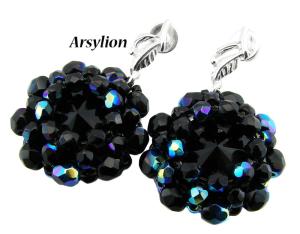 czarne kolczyki  z kryształkami Swarovski jet rivoli