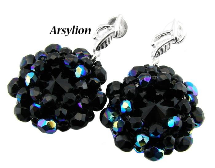 czarne kolczyki  z kryształkami Swarovski jet rivoli