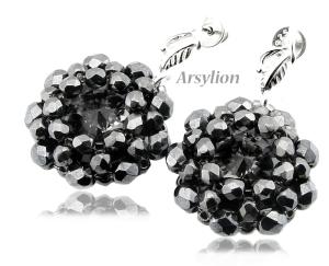 ARSYLION kolczyki z kryształkami Swarovski silver night 1227