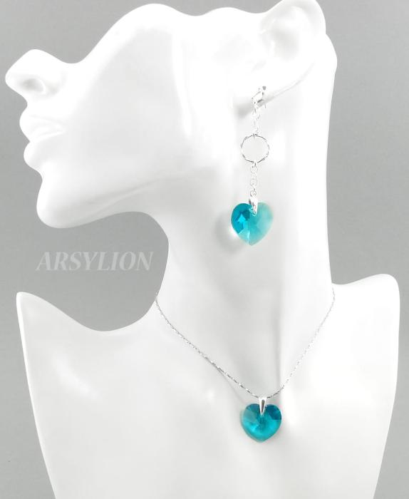 komplet z kryształami Swarovski blue zircon