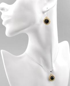 Komplet perła Swarovski Elements Mystic Black