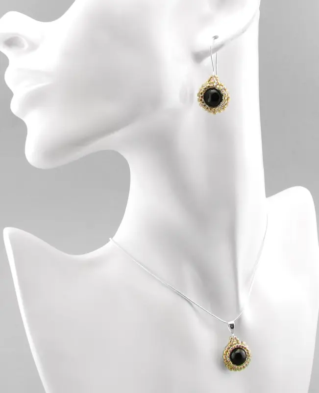 Komplet perła Swarovski Elements Mystic Black