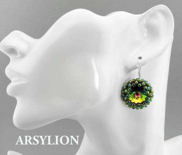 kolczyki z kryształkami Swarovki rivoli vitrail medium