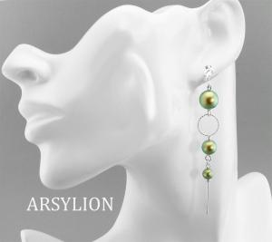 kolczyki z perełkami Swarovski iridescent green