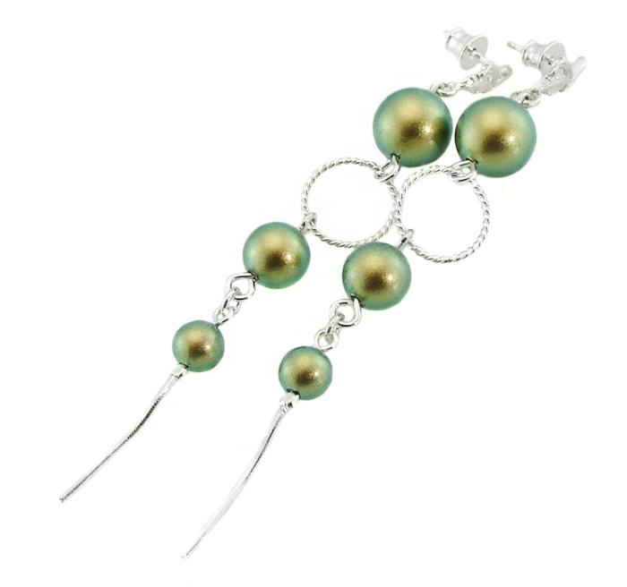 kolczyki z perełkami Swarovski iridescent green