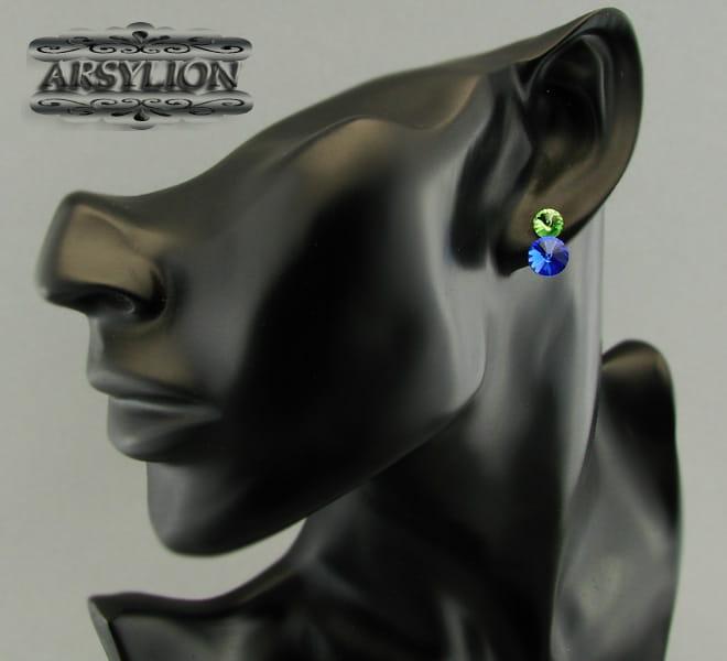 kolczyki kryształ Swarovski Elements Peridot, Sapphire