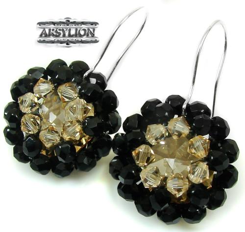 Kolczyki kryształ Swarovski Elements Golden Shadow